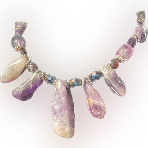 Amethyst gemstone statement necklace.